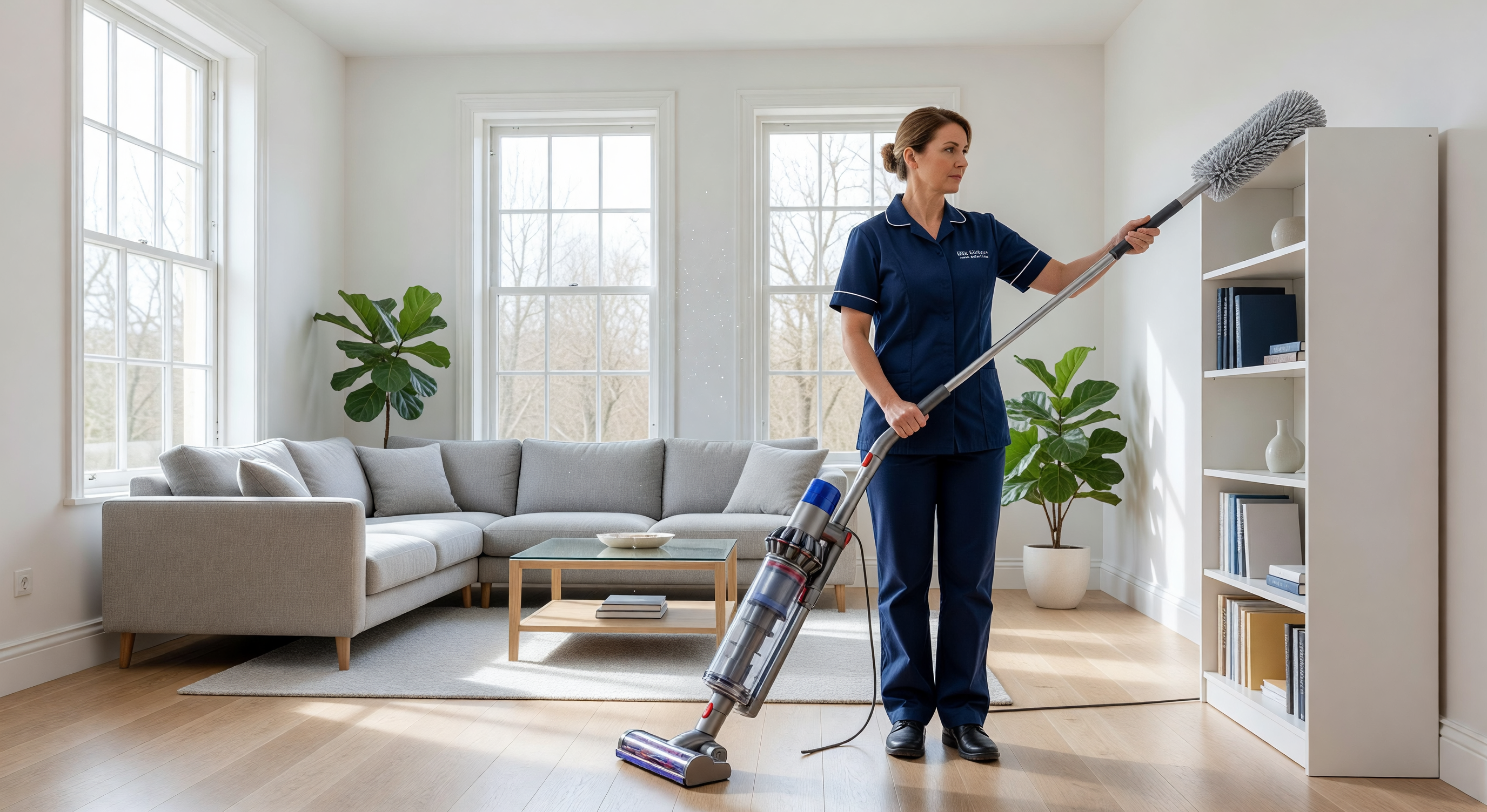 Professional cleaning living room